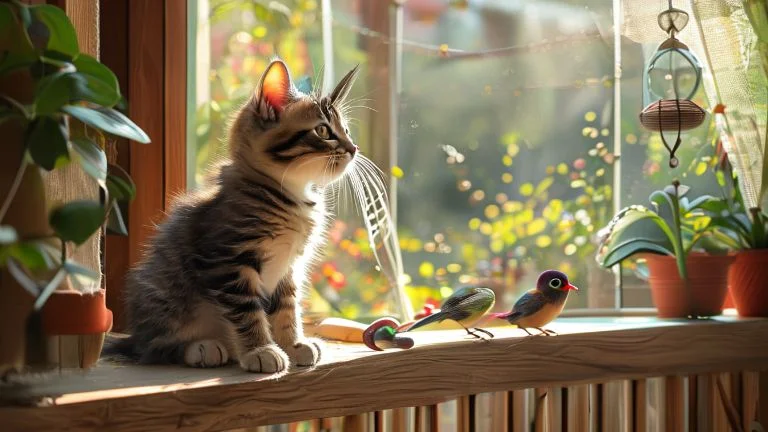 Gatinhos e Pássaros: Interação Segura e Divertida